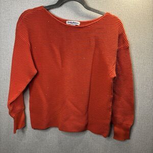Tommy Bahama Orange Sparkly Sequin Sweater Women’s Small Ribbed Cotton Nautical